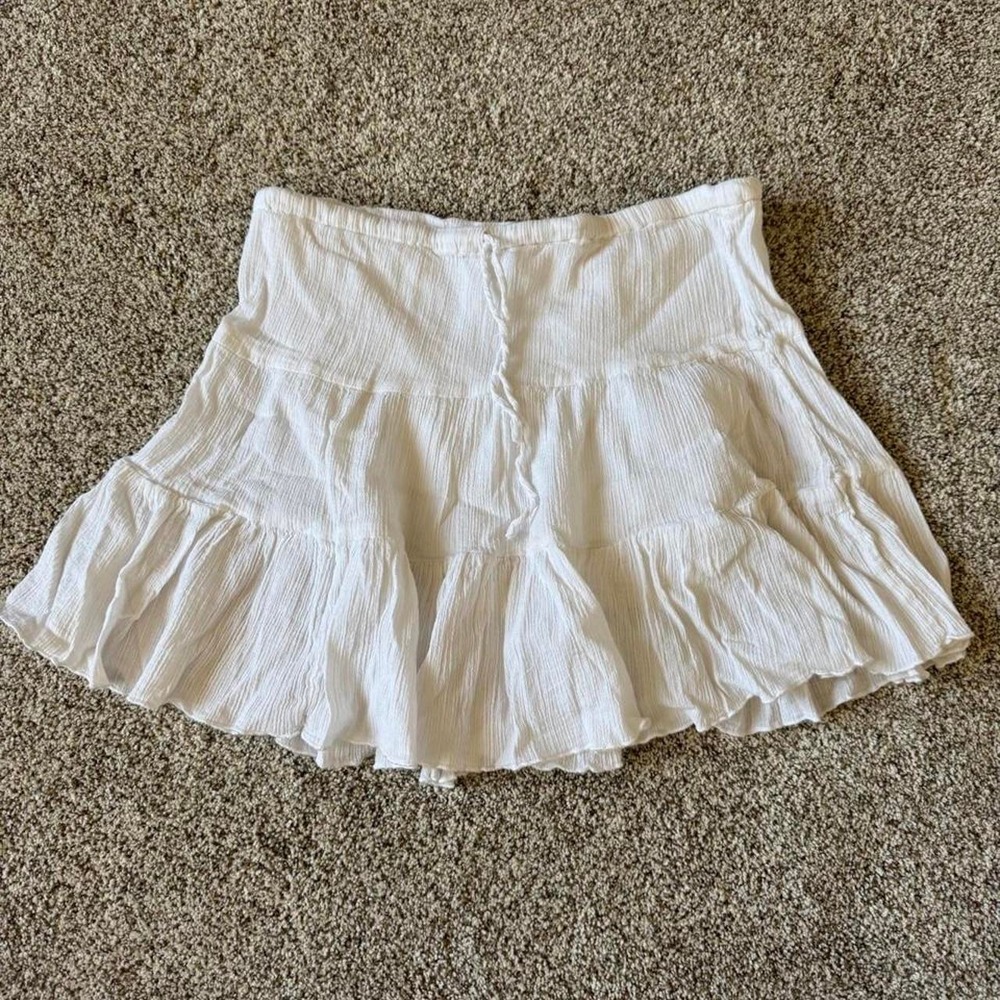 white fairy ruffle mini skirt